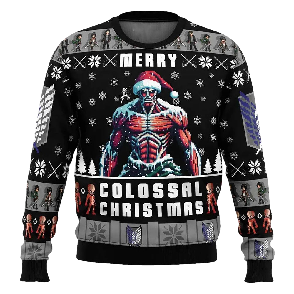 Merry Colossal Attack On Titan Ugly Christmas Sweater - Moonbestprint