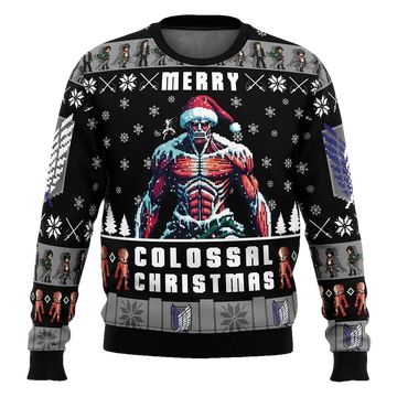 Merry Colossal Attack On Titan Ugly Christmas Sweater - Moonbestprint