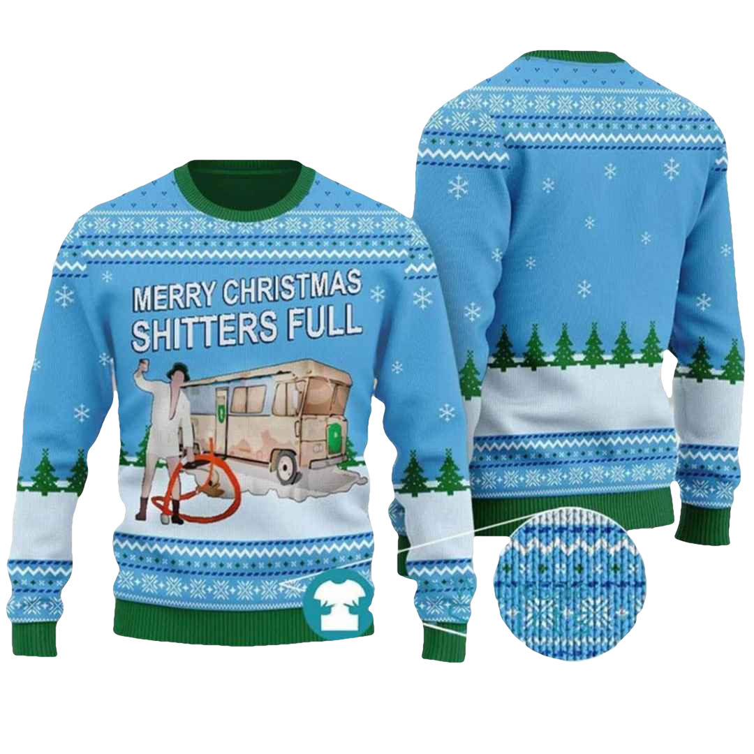 Merry Christmas Shitters Full Ugly Christmas Sweater - Moonbestprint