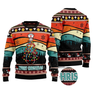 Merry Christmas Nurse Stethoscope Xmas Tree Ugly Sweater - Moonbestprint