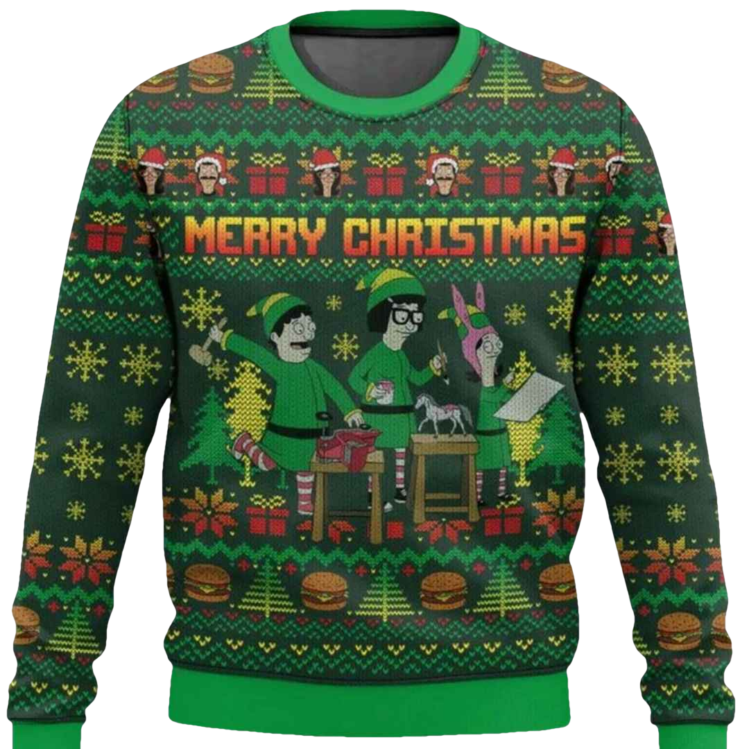 Merry Christmas Bobs Burgers Ugly Christmas Sweater - Moonbestprint