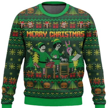 Merry Christmas Bobs Burgers Ugly Christmas Sweater - Moonbestprint