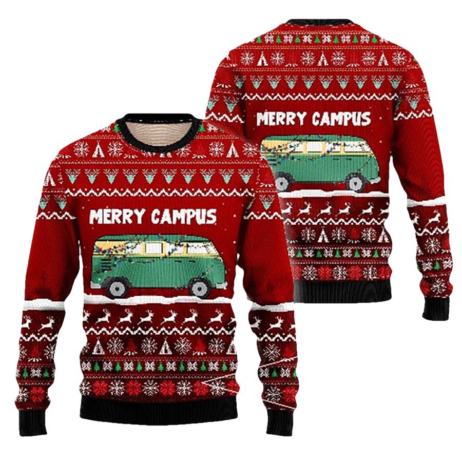 Merry Campus Camping Ugly Christmas Sweater - Moonbestprint