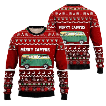 Merry Campus Camping Ugly Christmas Sweater - Moonbestprint