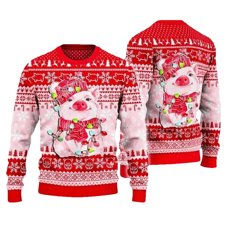 Lovely Pig Reindeer Ugly Christmas Sweater - Moonbestprint