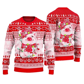 Lovely Pig Reindeer Ugly Christmas Sweater - Moonbestprint