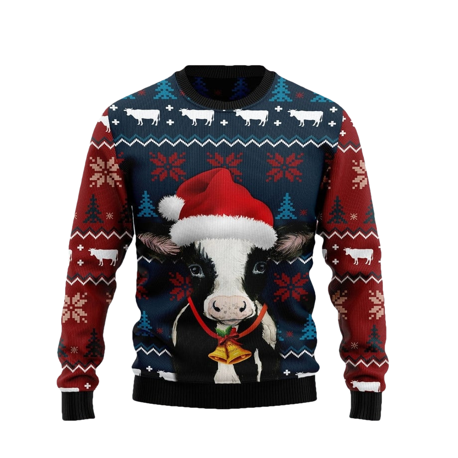 Lovely Cow Cowbell Ugly Christmas Sweater - Moonbestprint