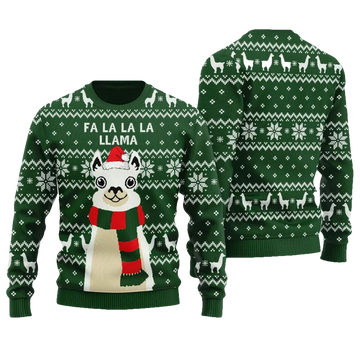 Llama Cute Green Ugly Christmas Sweater - Moonbestprint