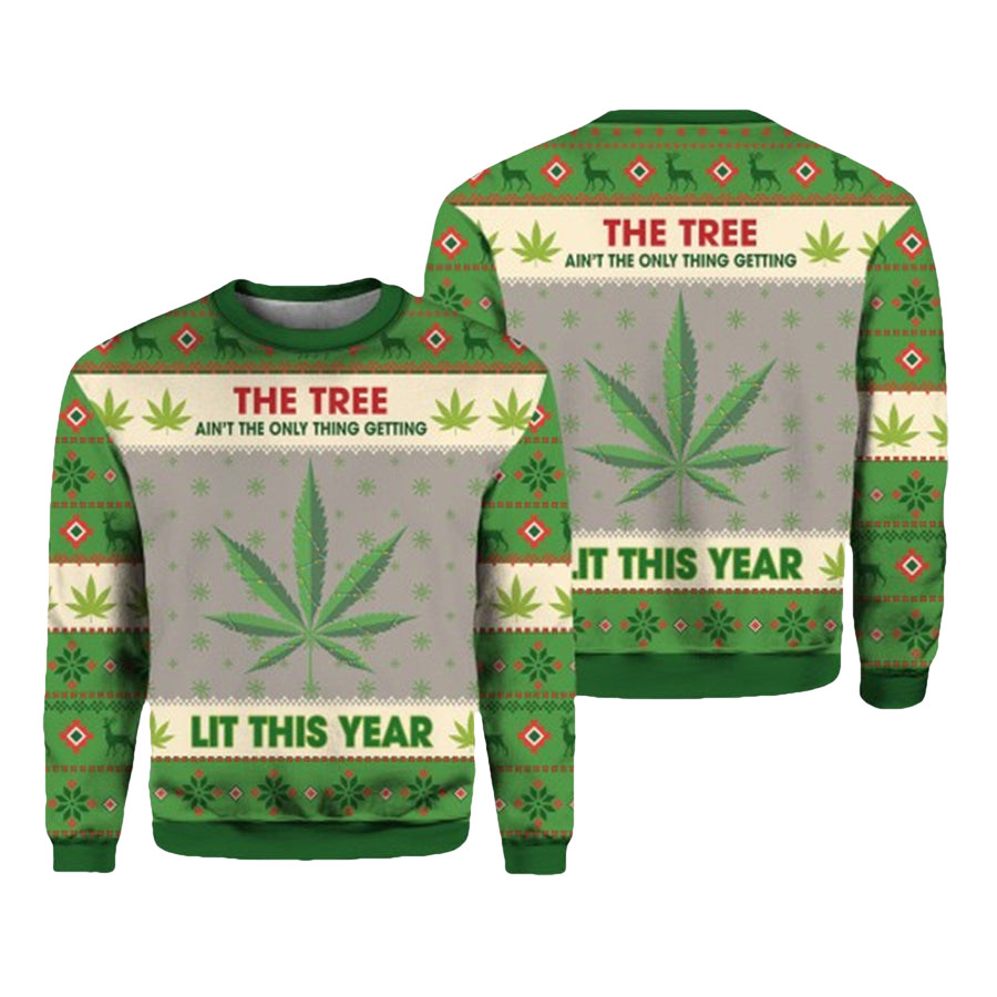 Lit This Year Weed Ugly Christmas Sweater - Moonbestprint