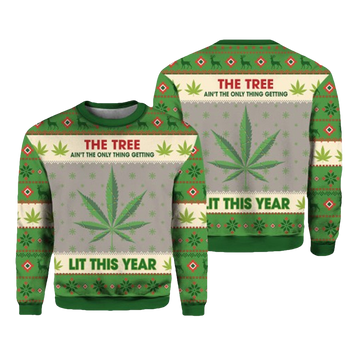Lit This Year Weed Ugly Christmas Sweater - Moonbestprint