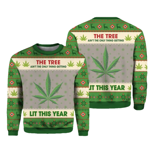 Lit This Year Weed Ugly Christmas Sweater - Moonbestprint