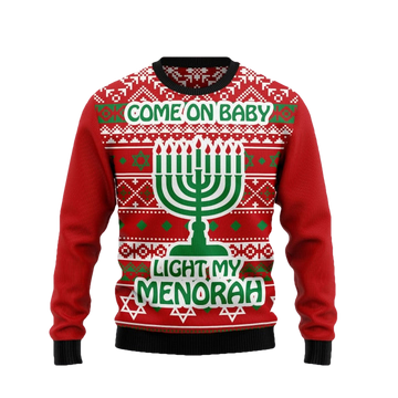 Light My Menorah Ugly Christmas Sweater - Moonbestprint