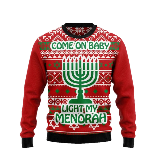 Light My Menorah Ugly Christmas Sweater - Moonbestprint