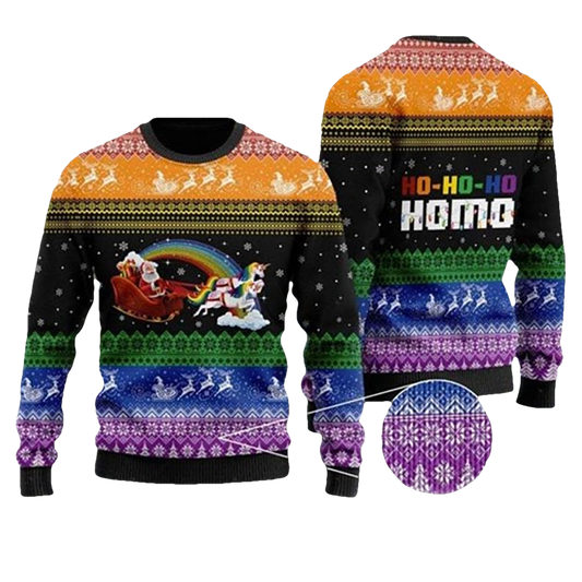 LGBT Santa Claus Unicorn Ugly Christmas Sweater - Moonbestprint