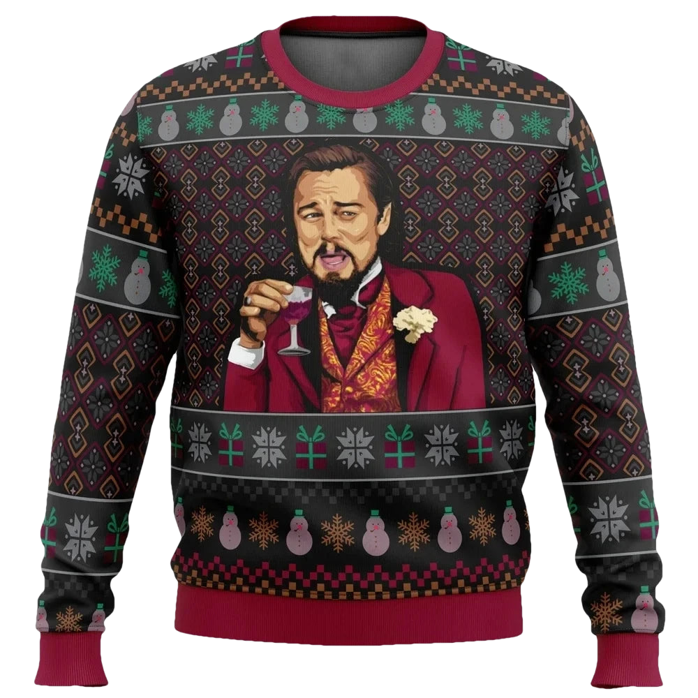 Leonardo DiCaprio Laughing Meme Ugly Christmas Sweater - Moonbestprint