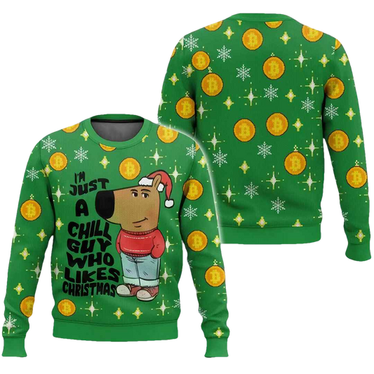 Just a Chill Guy Meme Ugly Christmas Sweater - Moonbestprint
