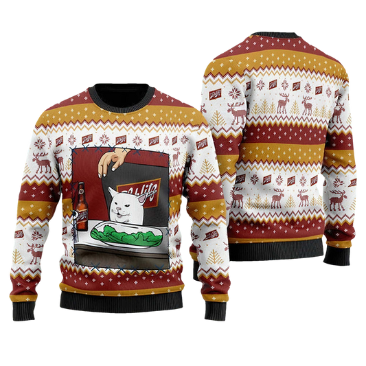 Joseph Schlitz Cat Meme Ugly Christmas Sweater - Moonbestprint