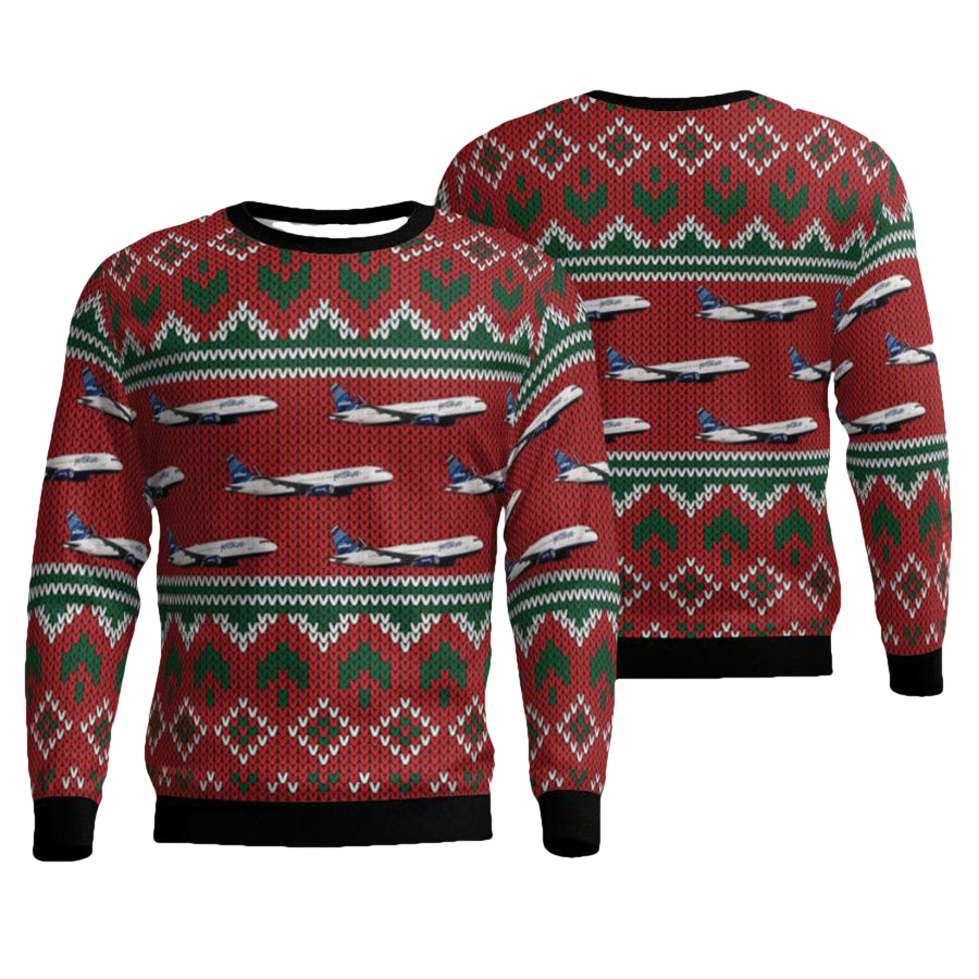 Jetblue Airways Airbus A320 Ugly Christmas Sweater - Moonbestprint