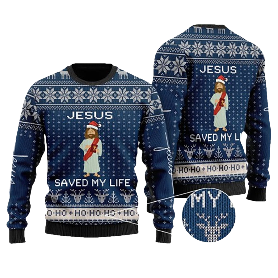 Jesus Saved My Life Ugly Christmas Sweater - Moonbestprint