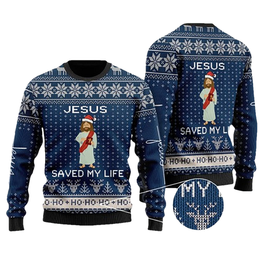 Jesus Saved My Life Ugly Christmas Sweater - Moonbestprint