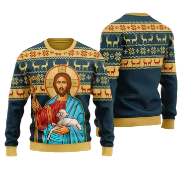 Jesus Hug Sheep Ugly Christmas Sweater - Moonbestprint