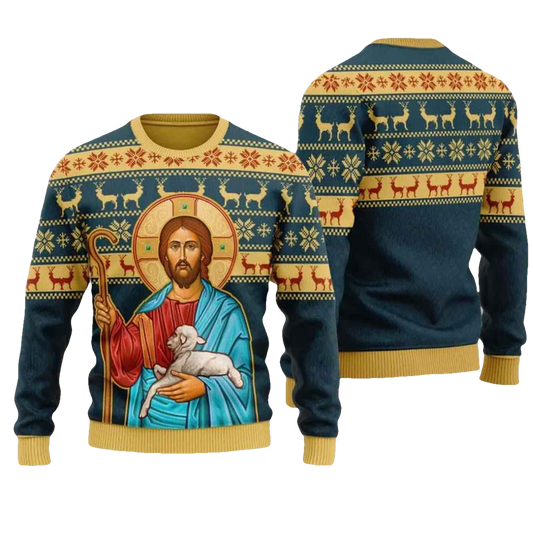 Jesus Hug Sheep Ugly Christmas Sweater - Moonbestprint