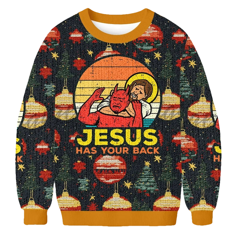 Jesus Has Your Back Christmas Ugly Sweater - Moonbestprint