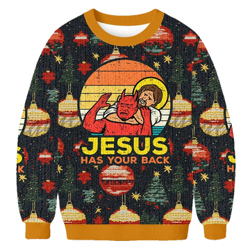 Jesus Has Your Back Christmas Ugly Sweater - Moonbestprint