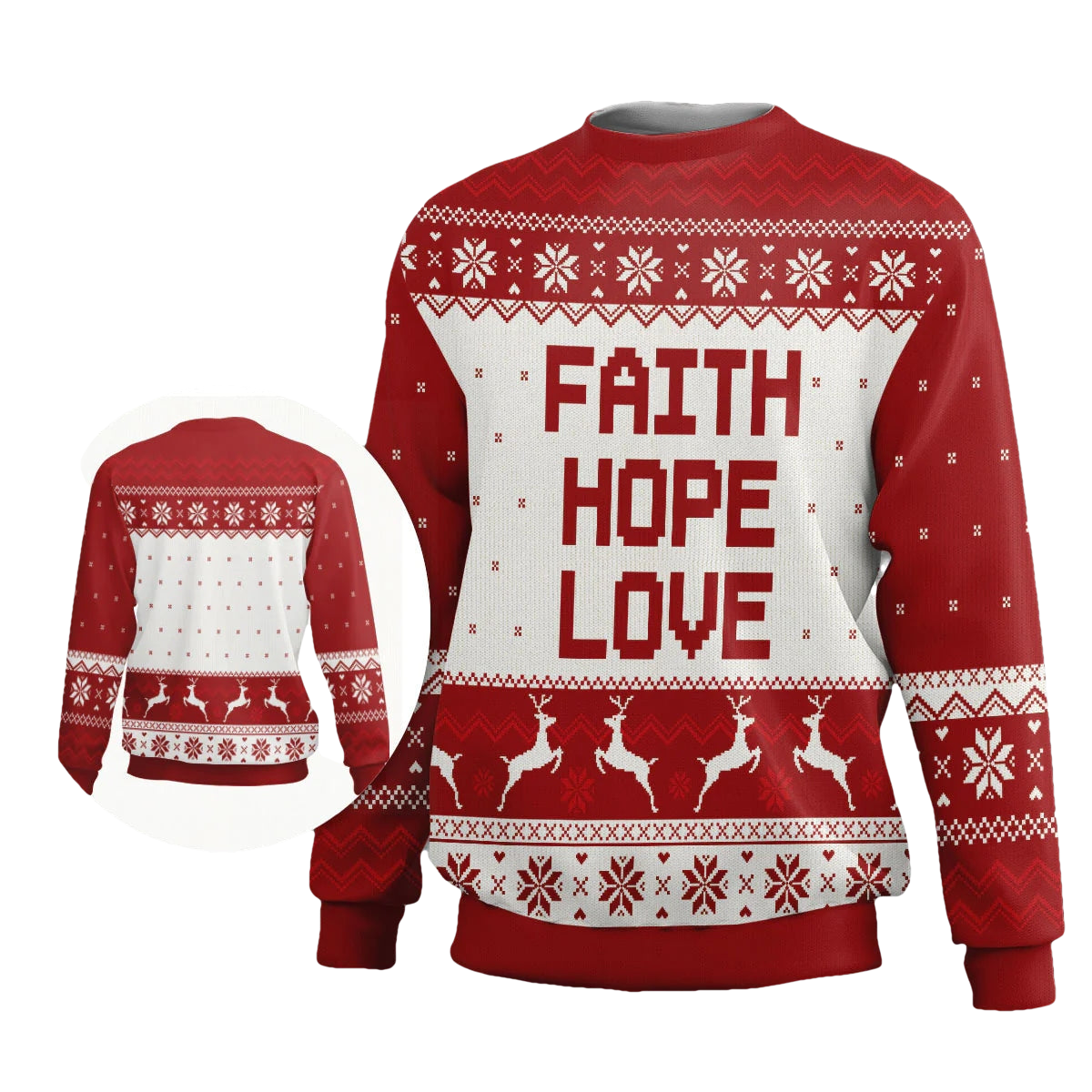 Jesus Faith Hope Love Ugly Christmas Sweater - Moonbestprint