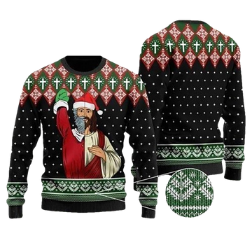 Jesus And Santa Claus Ugly Christmas Sweater - Moonbestprint