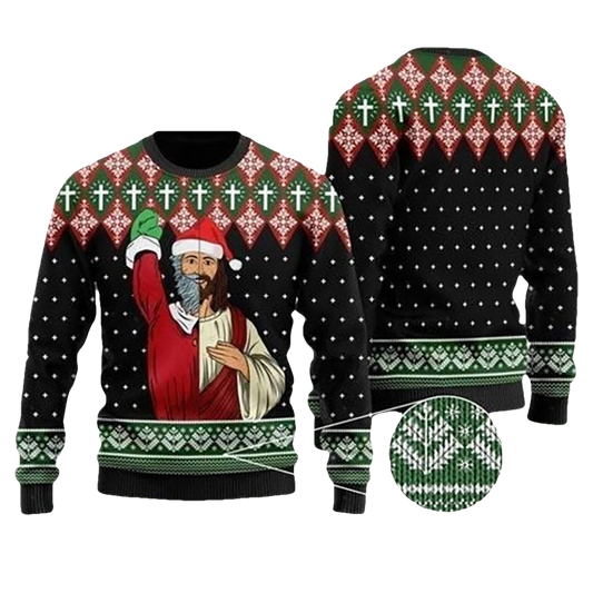 Jesus And Santa Claus Ugly Christmas Sweater - Moonbestprint
