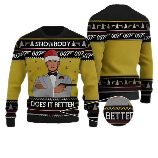 James Bond 007 Does It Better Ugly Christmas Sweater - Moonbestprint