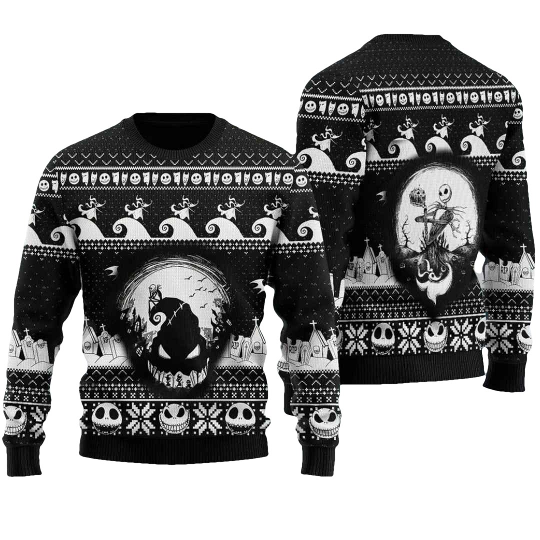 Jack Skellington Horror Nightmare Ugly Christmas Sweater - Moonbestprint