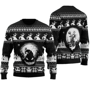 Jack Skellington Horror Nightmare Ugly Christmas Sweater - Moonbestprint