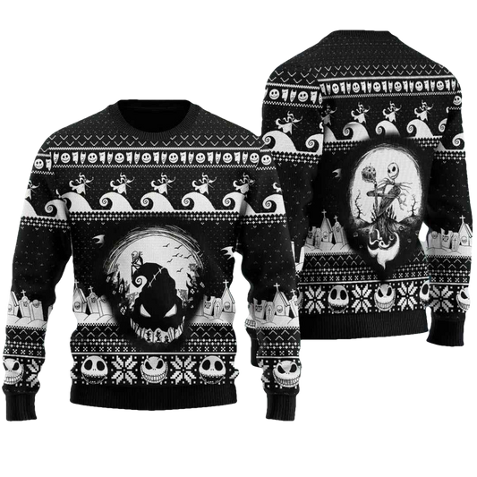 Jack Skellington Horror Nightmare Ugly Christmas Sweater - Moonbestprint