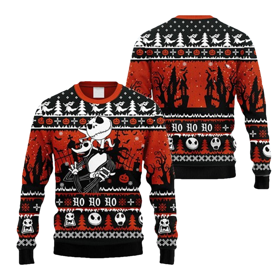 Jack And Zero Nightmare Before Xmas Ugly Christmas Sweater - Moonbestprint