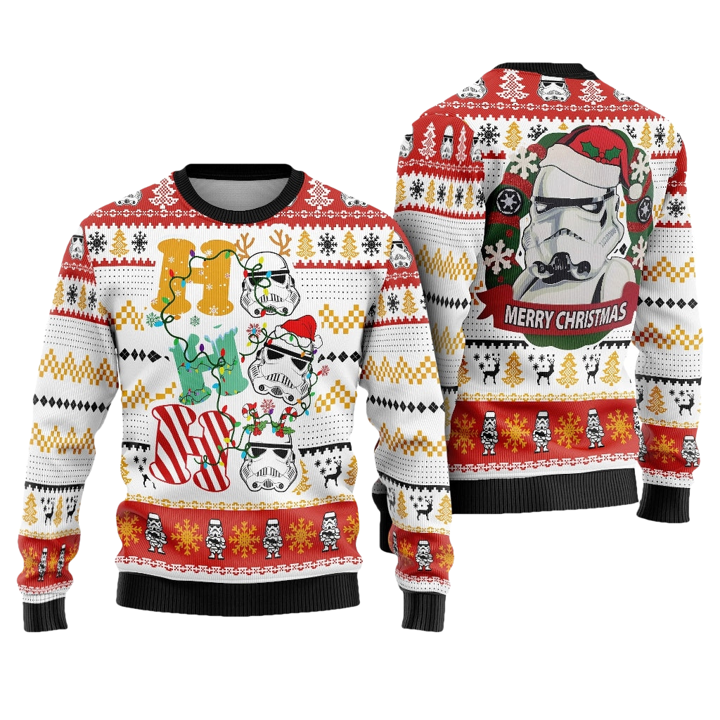 Imperial Galactic Soldier Helmet Ho Ho Ho Star Wars Ugly Sweater - Moonbestprint