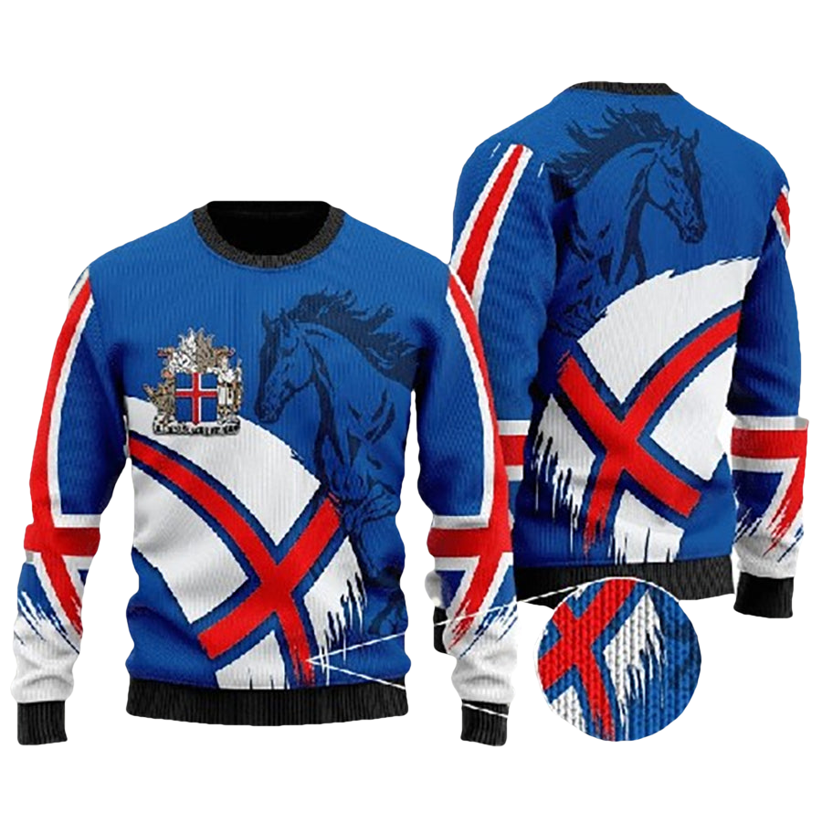 Iceland Flag Ugly Christmas Sweater - Moonbestprint