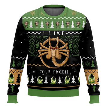 I Like Your Face Alien Facehugger Ugly Christmas Sweater - Moonbestprint