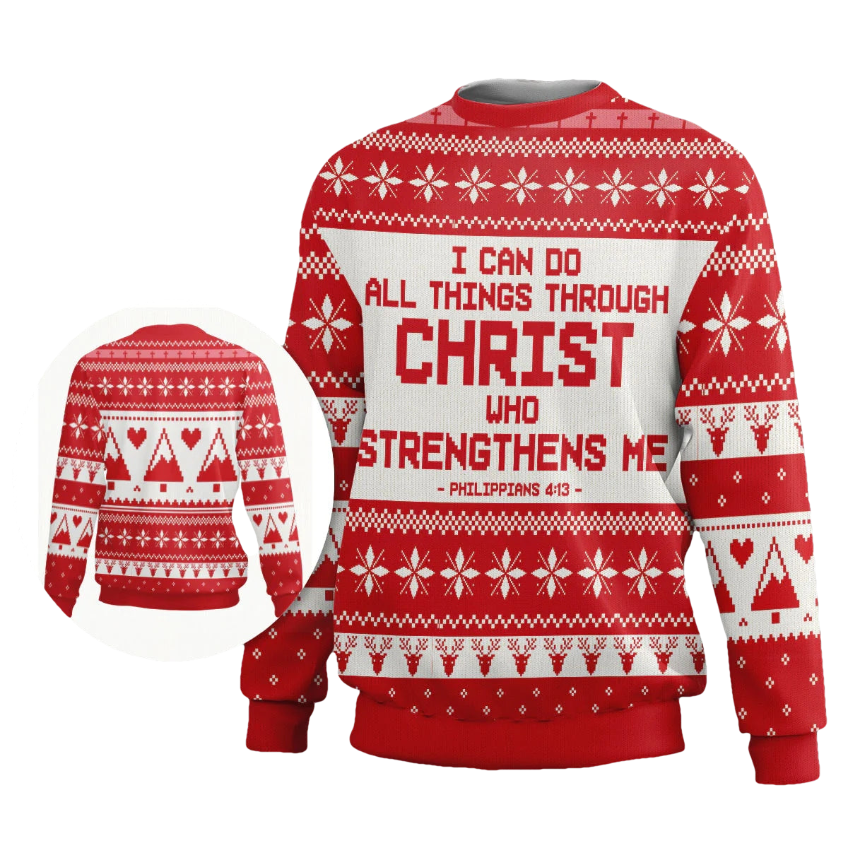 I Can Do All Things Through Christ Philippians 4 13 Ugly Christmas Sweater - Moonbestprint
