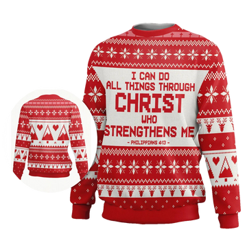 I Can Do All Things Through Christ Philippians 4 13 Ugly Christmas Sweater - Moonbestprint