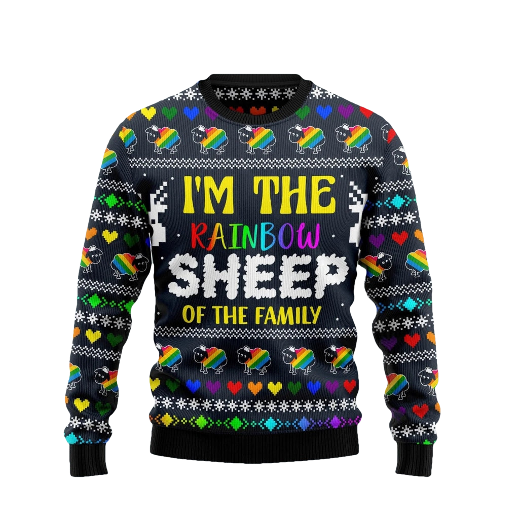 I Am The Rainbow Sheep Of Family LGBT Ugly Christmas Sweater - Moonbestprint