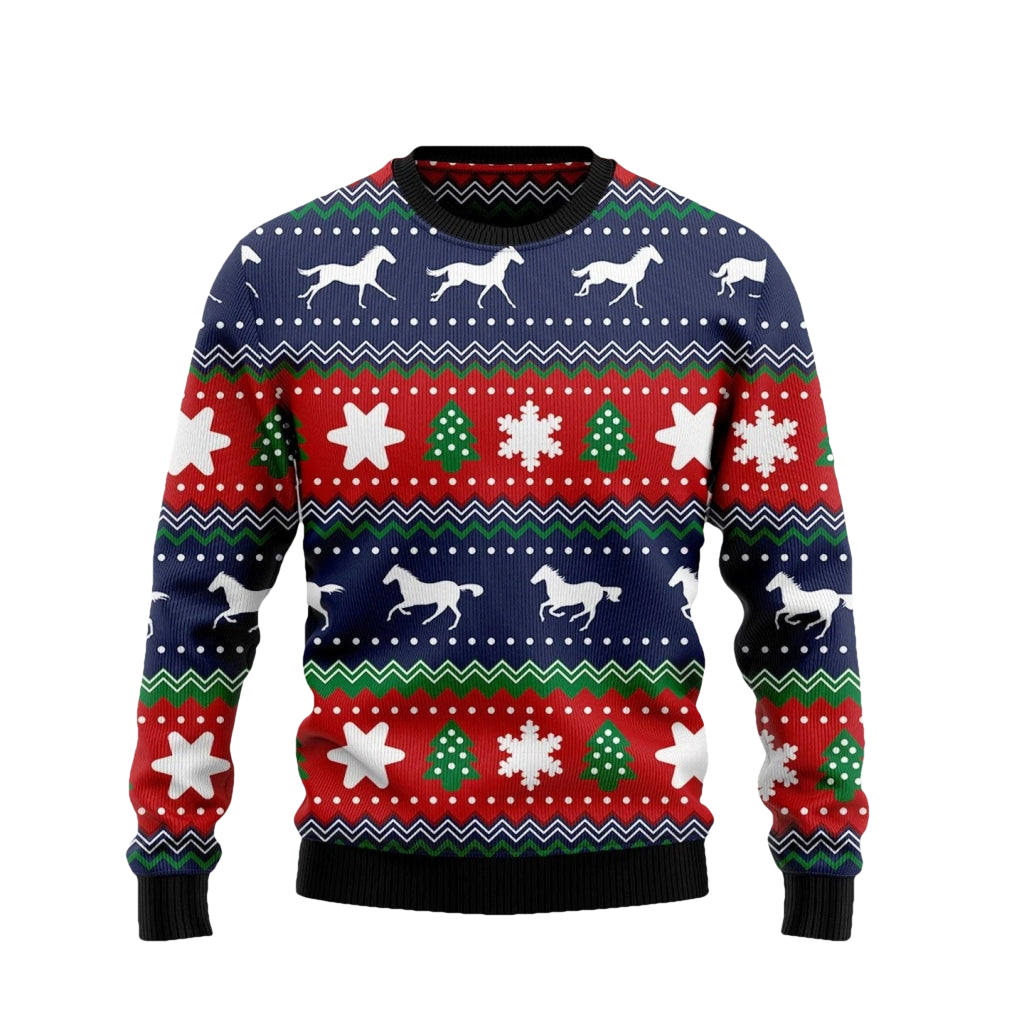 Horse Running Ugly Christmas Sweater - Moonbestprint