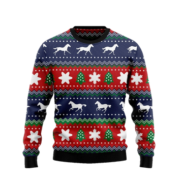 Horse Running Ugly Christmas Sweater - Moonbestprint