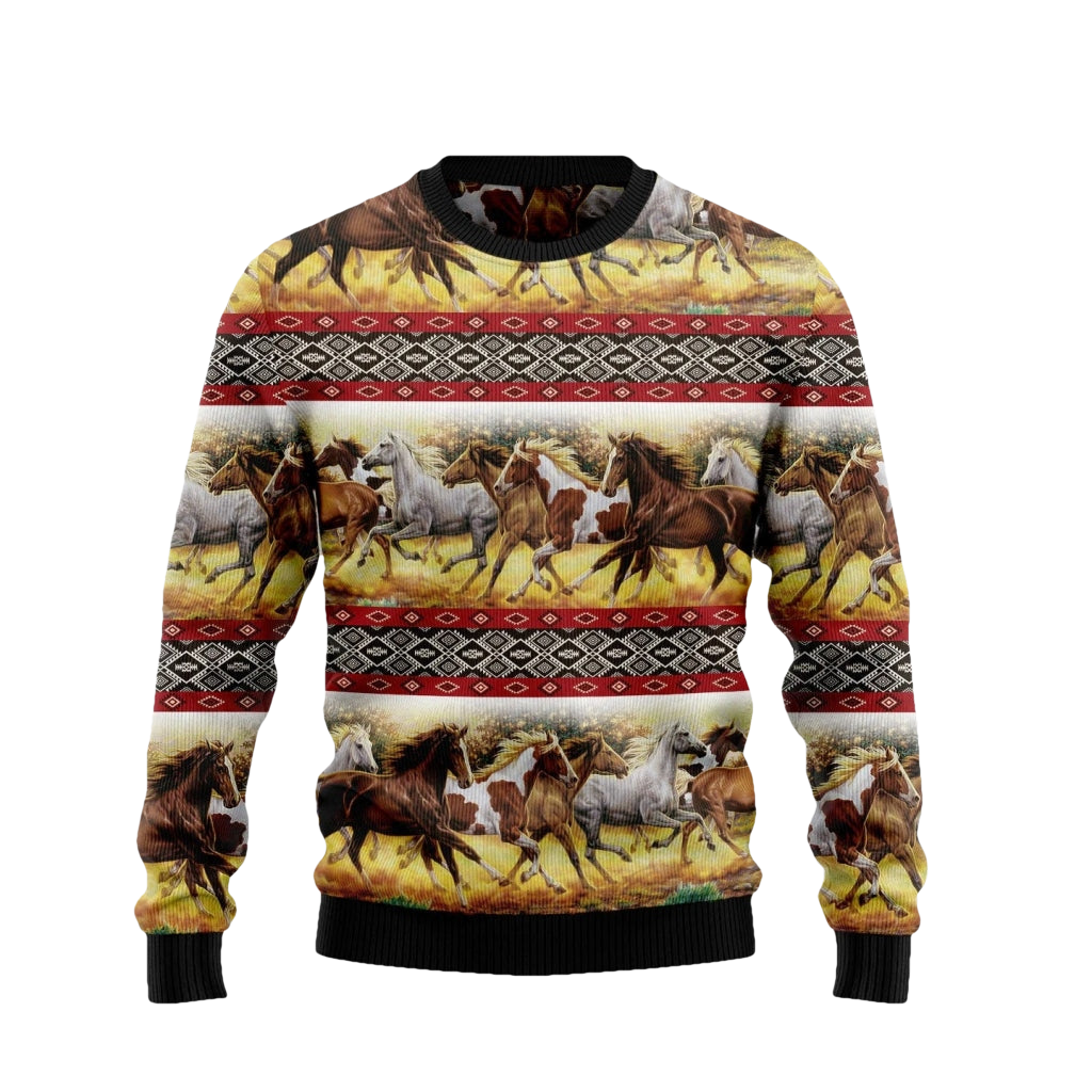 Horse Native American Pattern Ugly Christmas Sweater - Moonbestprint