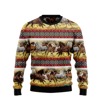 Horse Native American Pattern Ugly Christmas Sweater - Moonbestprint