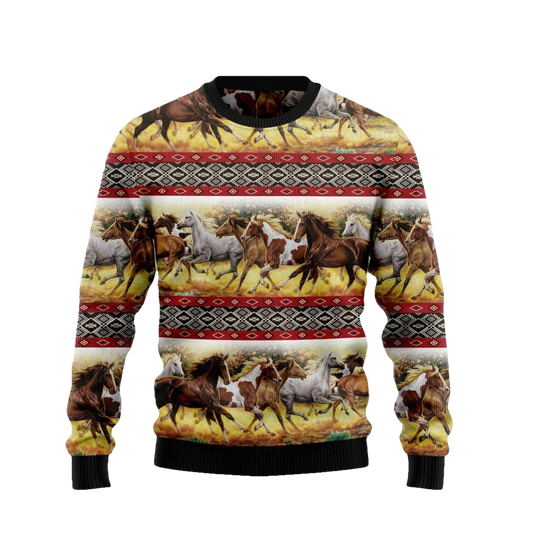 Horse Native American Pattern Ugly Christmas Sweater - Moonbestprint