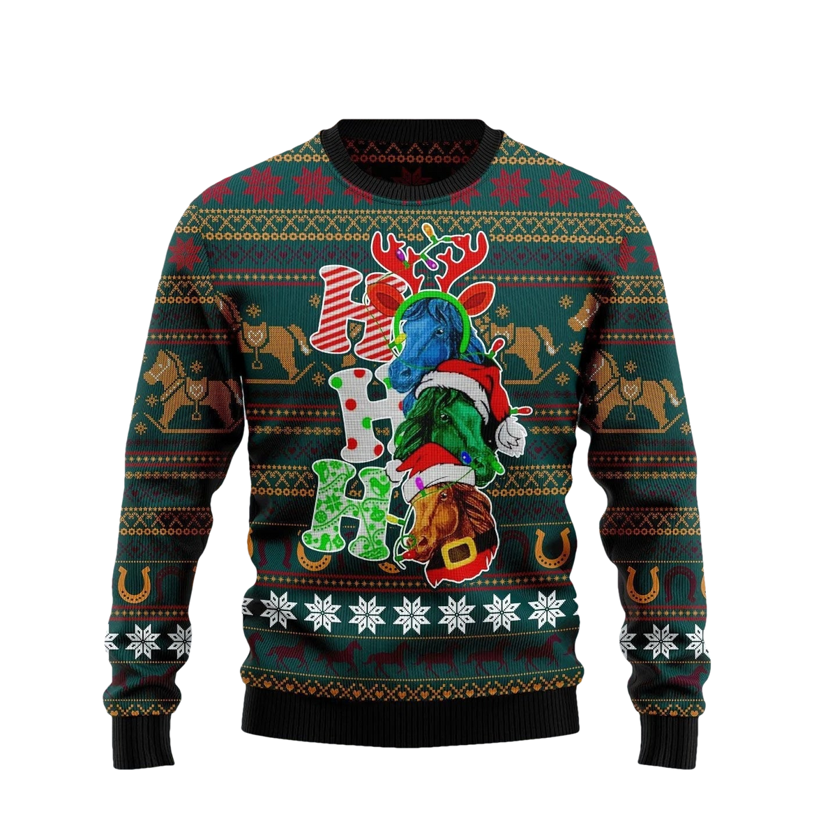 Horse Ho Ho Ho Ugly Christmas Sweater - Moonbestprint