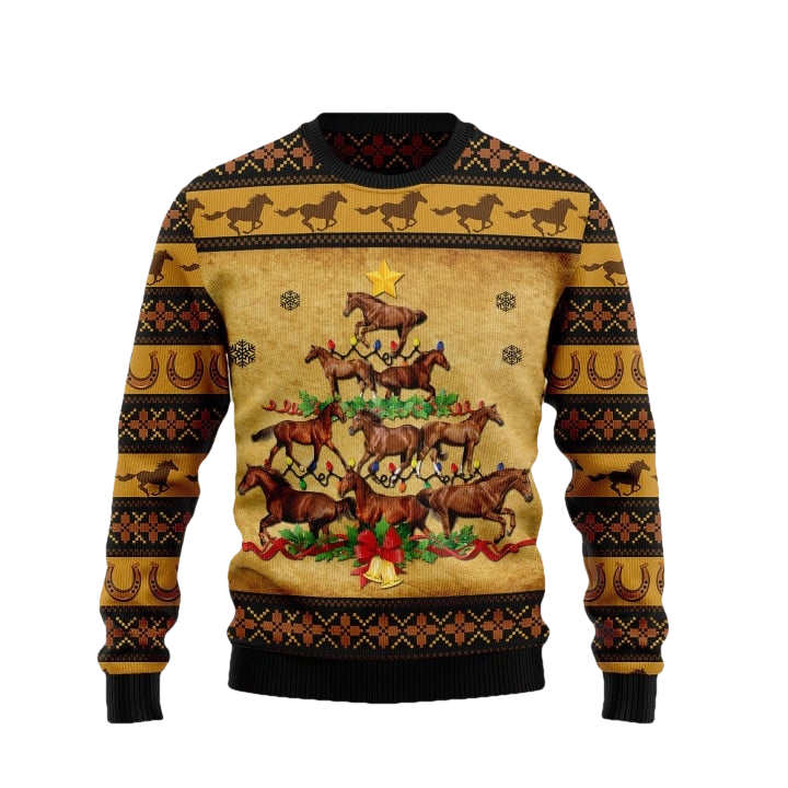 Horse Christmas Tree Ugly Christmas Sweater - Moonbestprint