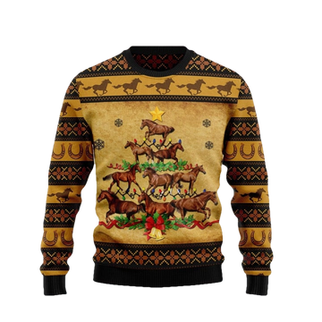 Horse Christmas Tree Ugly Christmas Sweater - Moonbestprint